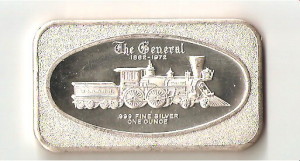 An Art Silver Bar with Train Design
